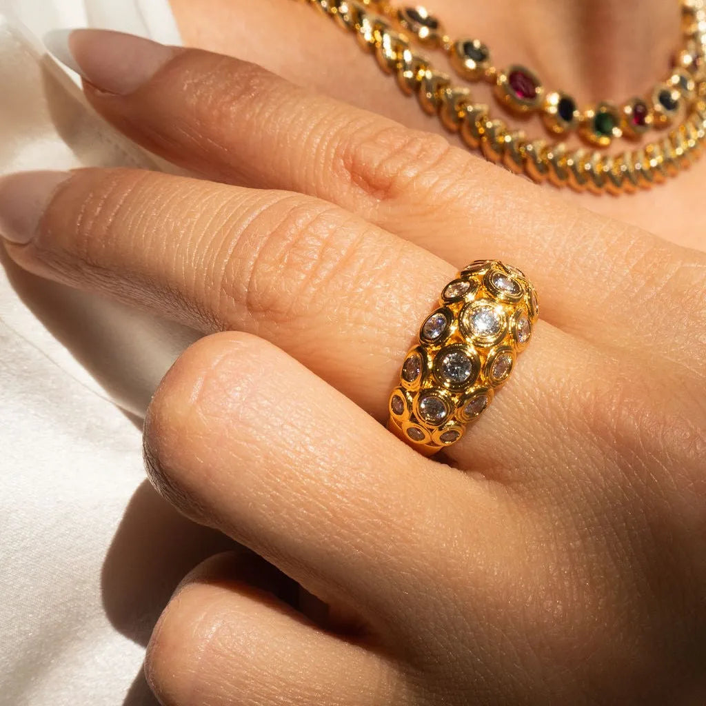 Golden Cubic Zirconia Ring