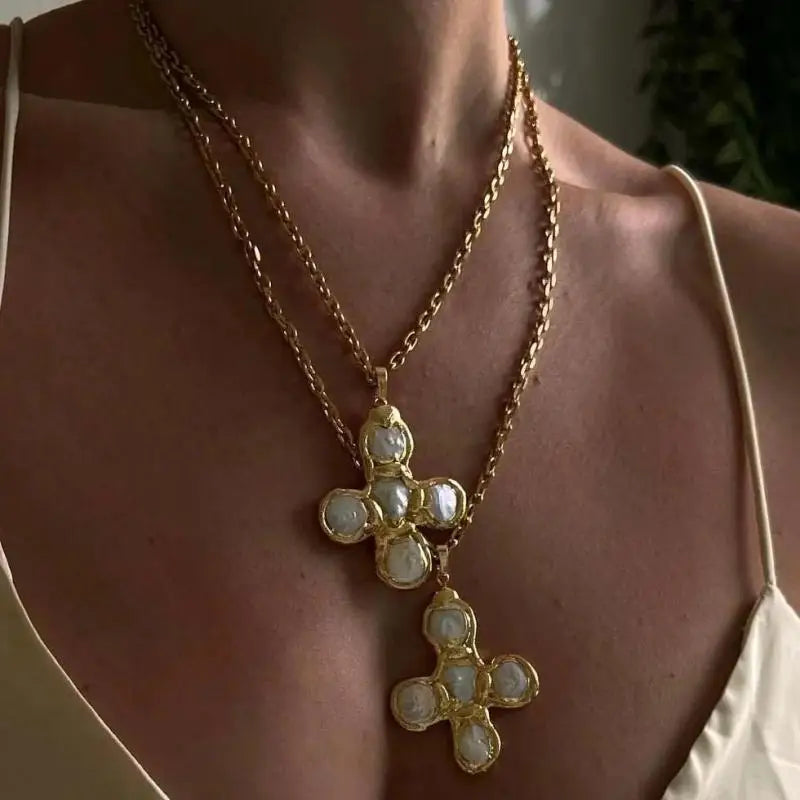 Stone Cross Necklace