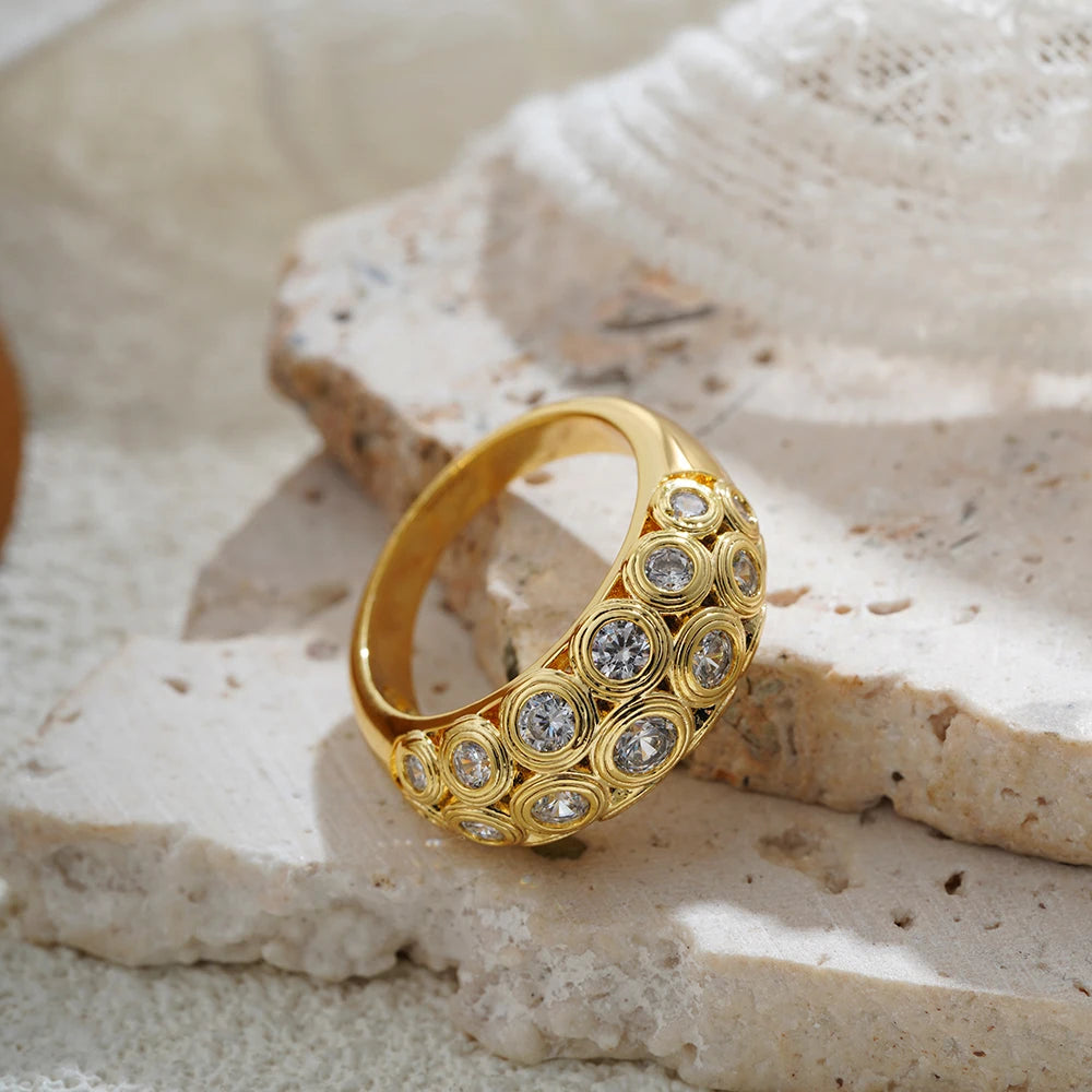 Golden Cubic Zirconia Ring