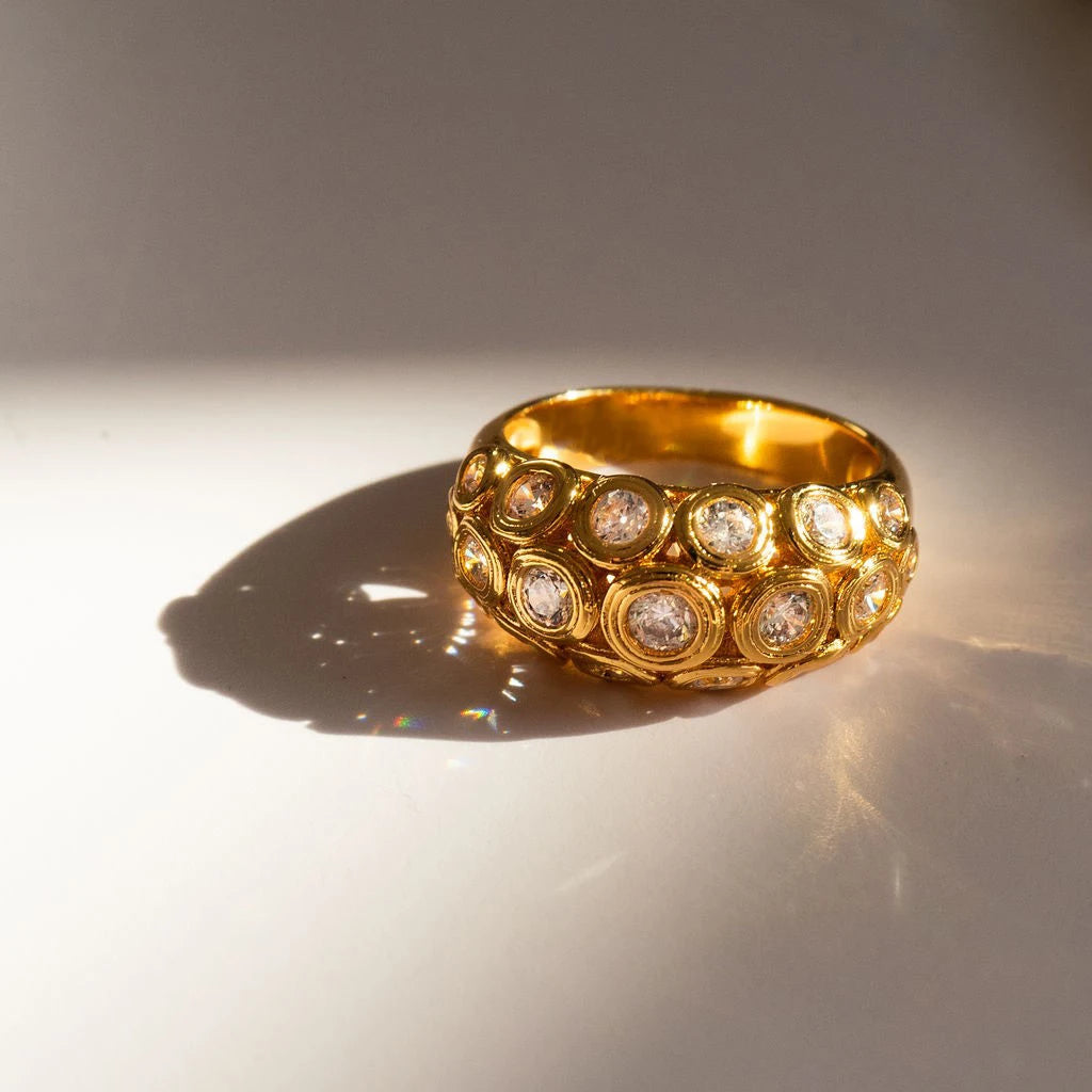 Golden Cubic Zirconia Ring