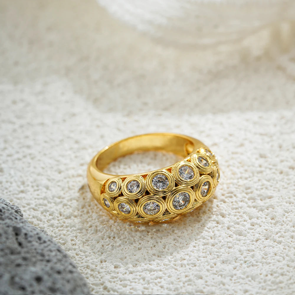 Golden Cubic Zirconia Ring