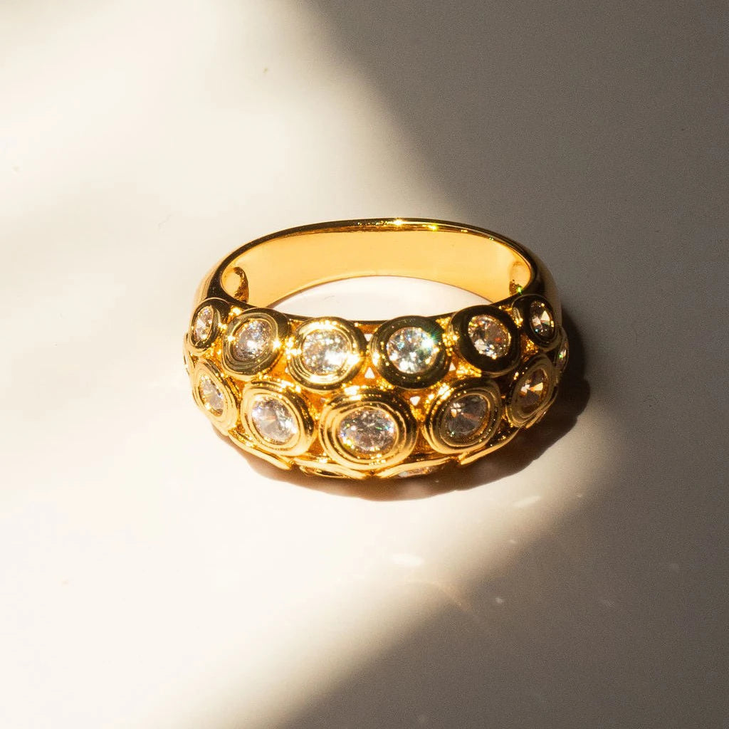 Golden Cubic Zirconia Ring