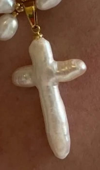 Baroque Pearl Cross Necklace